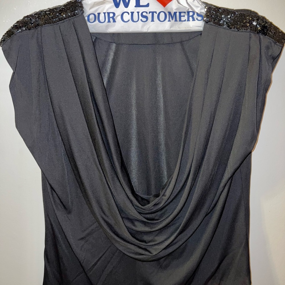 Oleg Cassini Black sleeveless draped back top size 4